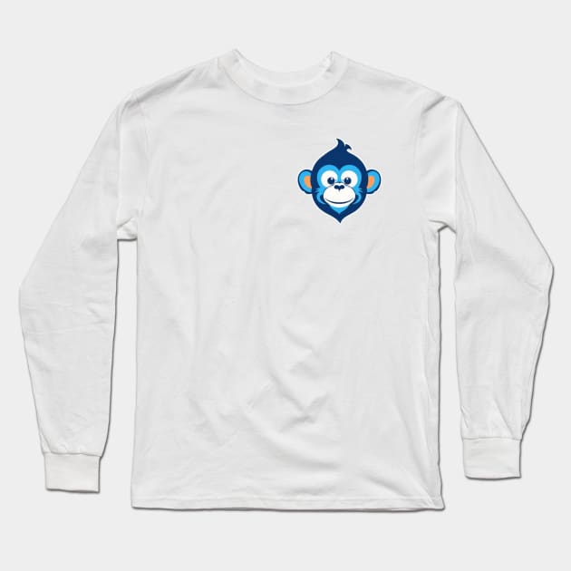 Happy Blue Monkey (Small Version) Long Sleeve T-Shirt by VRMonkeyz